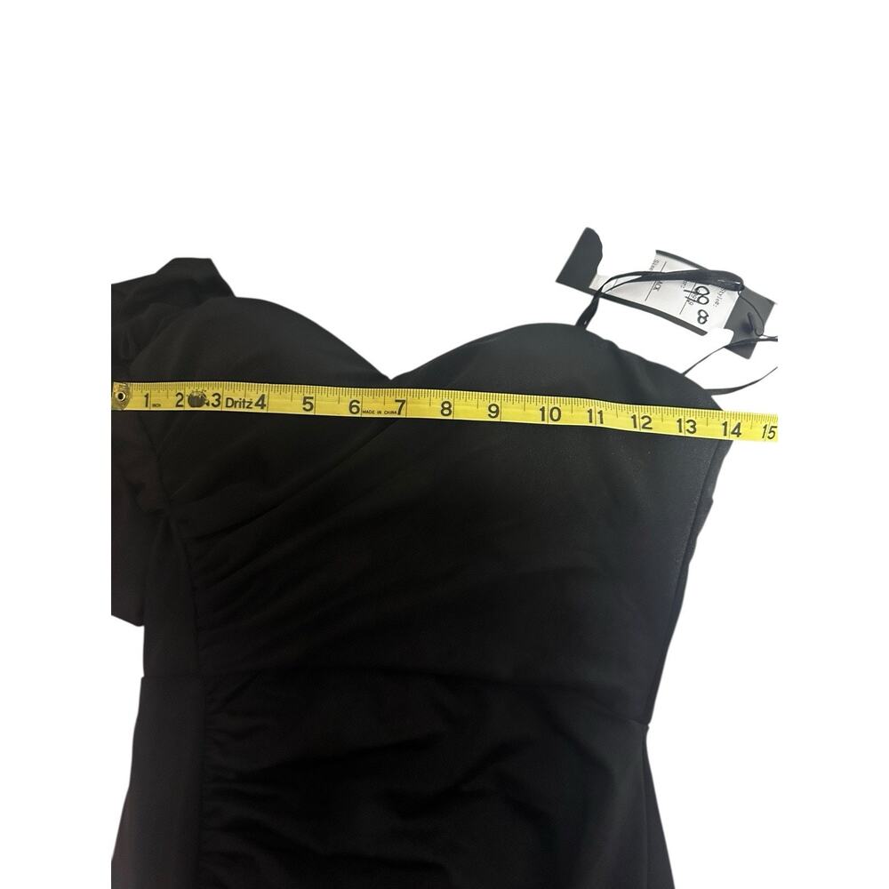 NWT Cinderella Divine Asymmetrical Neckline Bodycon Slit Black Dress Gown 2 - Picture 11 of 12